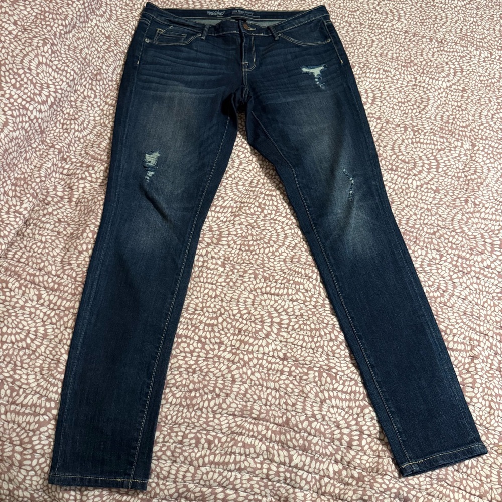 Mossimo Supply Co. Women's Distressed‎ Dark Blue Skinny Jeans